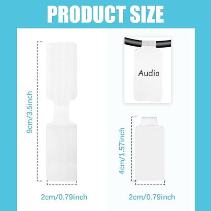 60 Pieces Self-Adhesive Cable Labels, Paste Wire Labels, Nylon Writable Cord Tags Waterproof White Wire Cable Tags for Electronics Office Computers Management and Identification (Pack of 2)