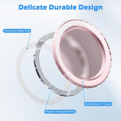 imluckies Magnetic Base Compatible with PopSocket Phone Grips and MagSafe iPhone Series Case, Removable Kindle/Phone Holder Base, Thin & Light Portable Plate, Matte Pink