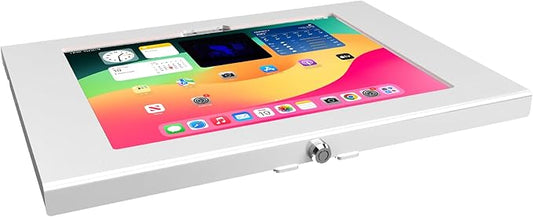 TABcare Locking Anti-Theft Metal Case for iPad Pro 13" 2024/2025 M4/M5 for Kiosk, POS, Store, Show Display, Time Clock (White)