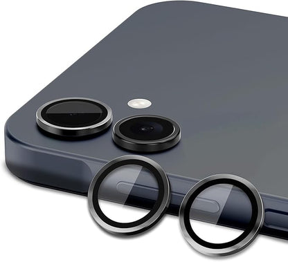 for Samsung Galaxy A06 Camera Lens Protector, Individual Metal Ring Tempered Glass Lens Cover, [Strong Adsorption] Scratch Resistant Ultra-Thin HD Clear Lens Cover, 1 Set-Black