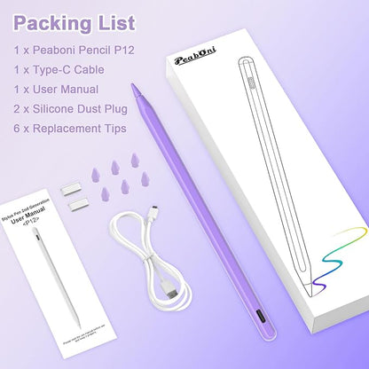 Pencil 2nd Generation for iPad 2018-2024 with Magnetic Wireless Charging Compatible with Apple iPad Pro 13”(M4)/12.9”/11”,iPad Air 6(M2)/5/4/3,iPad mini 7(A17 Pro)/6/5,iPad10/9/8/7/6 Purple