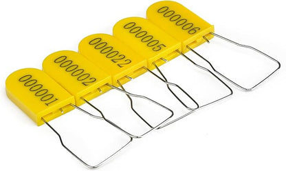 50PCS Plastic Padlock Security Seals Metal Wire Padlocks Electric Meter Seal Disposable Anti-Tamper Lock Numbered Anti Tamper Tag Hasps Yellow
