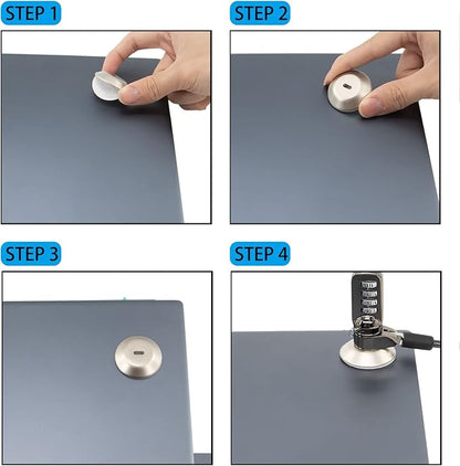 Security Lock Plate Self-Adhesive Plate with Lock Slot for Cables to Lock Down Laptops, Mac Book, Tablets, iPad, or Other Computer (Silver)