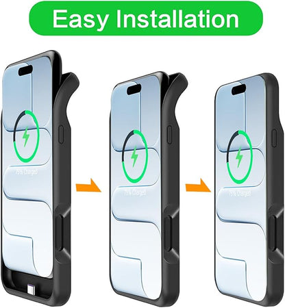 Battery Case for iPhone Air,Upgraded 12000mAh Rechargeable Portable Charging Case with Wireless Charging Compatible for iPhone 17 Air (6.5 inch) with Carplay Extended Battery Pack Charger Case (Black)