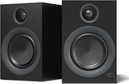 Bluetooth Bookshelf Speakers, 75W Powered Active Speaker with 4 Inch Woofer, HiFi Speaker with aptX Bluetooth USB for Home, Studio, Gaming, Set of 2, Black