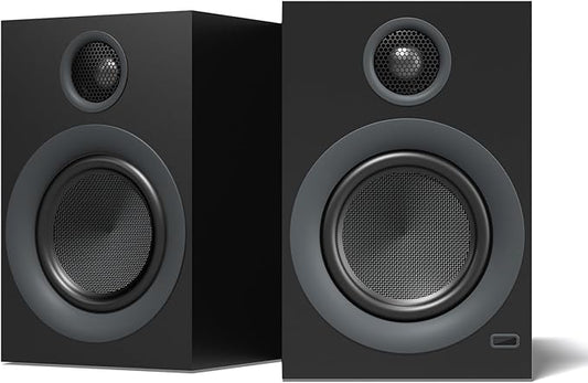 HOTMAY Bluetooth Bookshelf Speakers, 75W Powered Active Speaker with 4 Inch Woofer, HiFi Speaker with aptX Bluetooth USB for Home, Studio, Gaming, Set of 2, Black