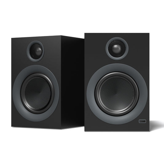 HOTMAY Bluetooth Bookshelf Speakers, 75W Powered Active Speaker with 4 Inch Woofer, HiFi Speaker with aptX Bluetooth USB for Home, Studio, Gaming, Set of 2, Black