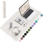 YSAGi Non-Slip Leather Desk Pad, Waterproof Laptop Computer Desk Keyboard Mat, Table Protector Blotter Mat, Large Mouse Pad for Office/Work/Home/Decor(Apricot Gray, 31.5" x 15.7")