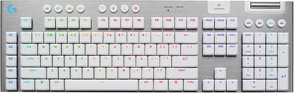 Logitech G915 X Lightspeed Wireless Mechanical Gaming Keyboard, Double-Shot PBT Keycaps, Fully Programmable Keys, RGB Backlit Mac/PC Gaming Keyboards, Aluminum Finish, GL Tactile Switches, White