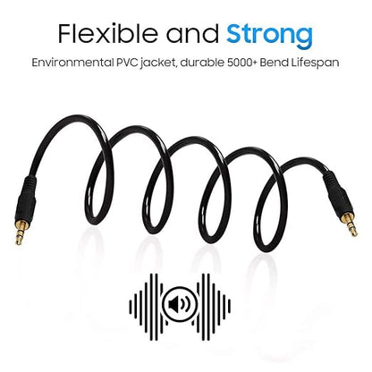 Cmple - 3.5mm Aux Audio Cable Stereo 25 ft Male to Male Speaker Cable Auxiliary Cord Adapter for Car, Phone, Headphones - Black