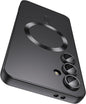 Magnetic for Samsung Galaxy S24 FE Case [Compatible with MagSafe][Built-in Camera Lens Protector] Slim Soft Silicone Bumper Shockproof Metallic Luster Phone Cover (Black)