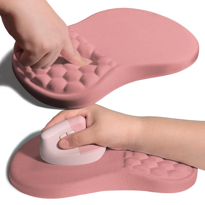 Armanza Ergonomic Joint Wrist Support Mouse Pad with Memory Foam Cushion Massage Bump, Carpal Tunnel Pain Relief Mousepad Slope Design for Wrist Rest, 11.8x7.9 in, Pink