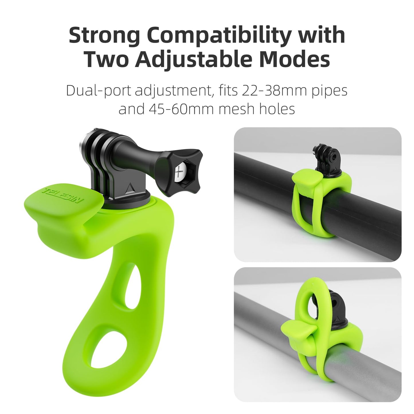 TELESIN Camera 360 Strap Mount Flexible Wrap Band Bike Motorcycle Handlebar Tube Roll Bar Stick Pole Ski Pole Mount for DJI Osmo Pocket 4, DJI Action/Osmo 360/Osmo Nano,Go Pro Hero,Akaso,Insta360