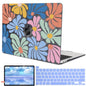 LCMOCICO for MacBook Pro 13 Inch Case 2022 M2 2020 2021 A2338 M1 A2251 A2289 with Touch Bar & Touch ID, Plastic Hard Case Keyboard Cover Screen Protector Webcam Cover Brush, Tropical Blue Flowers
