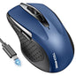 TechRise Bluetooth Mouse (BT5.0/3.0 & 2.4G) Rechargeable Wireless Mouse 2.4GHz with USB A Receiver, 4800 DPI Optical Tracking, 6 Adjustable DPI, Quiet Clicks, 6 Buttons, Wide Compatibility - White