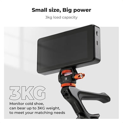 K&F Concept Adjustable Camera Monitor Mount, Aluminum Camera Mount 360° Swivel 180° Tilt with Cold Shoe 1/4" Screw ARRI Anti-Twist Design for 5" & 7" Field Monitor DSLR Action Camera