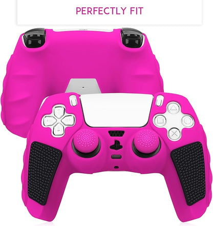 SIKEMAY Anti-Slip PS5 Controller Skin, Soft Thicken Non-Slip Studded Silicone Gel Grip Protective Cover Case for PlayStation 5 Controller Grip, 2 Pack with 8 x Thumb Grip Caps