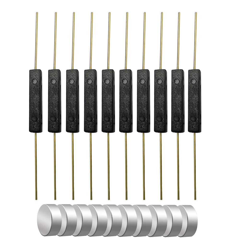 Gebildet 10pcs 4W 3 Pin Reed Switch Reed Contact Normally Open N/O N/C SPDT, Glass Reed Relay Magnetic Induction Switch (2.5mm x 14mm)