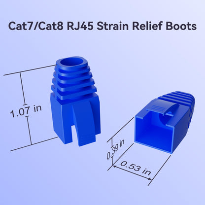 CableGeeker Cat6 RJ45 Strain Relief Boots, 100-Pack, 8.5mm, Blue
