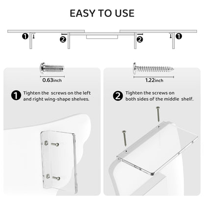 AFOOYO Dual Monitor Stand Riser, Wing-Shaped Sturdy Desktop Wood Stand for 2 Monitors, White Riser for Laptop, PC, Computer