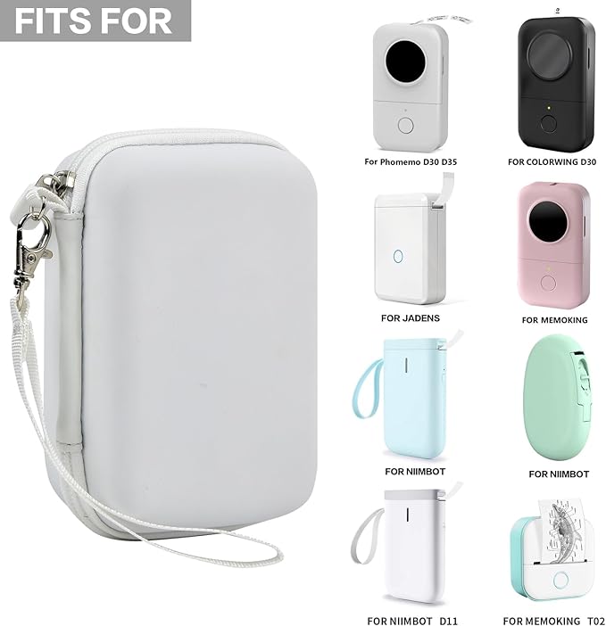 PAIYULE Hard EVA Case for Phomemo D30/D35 for Nelko P21 Label Maker (White)