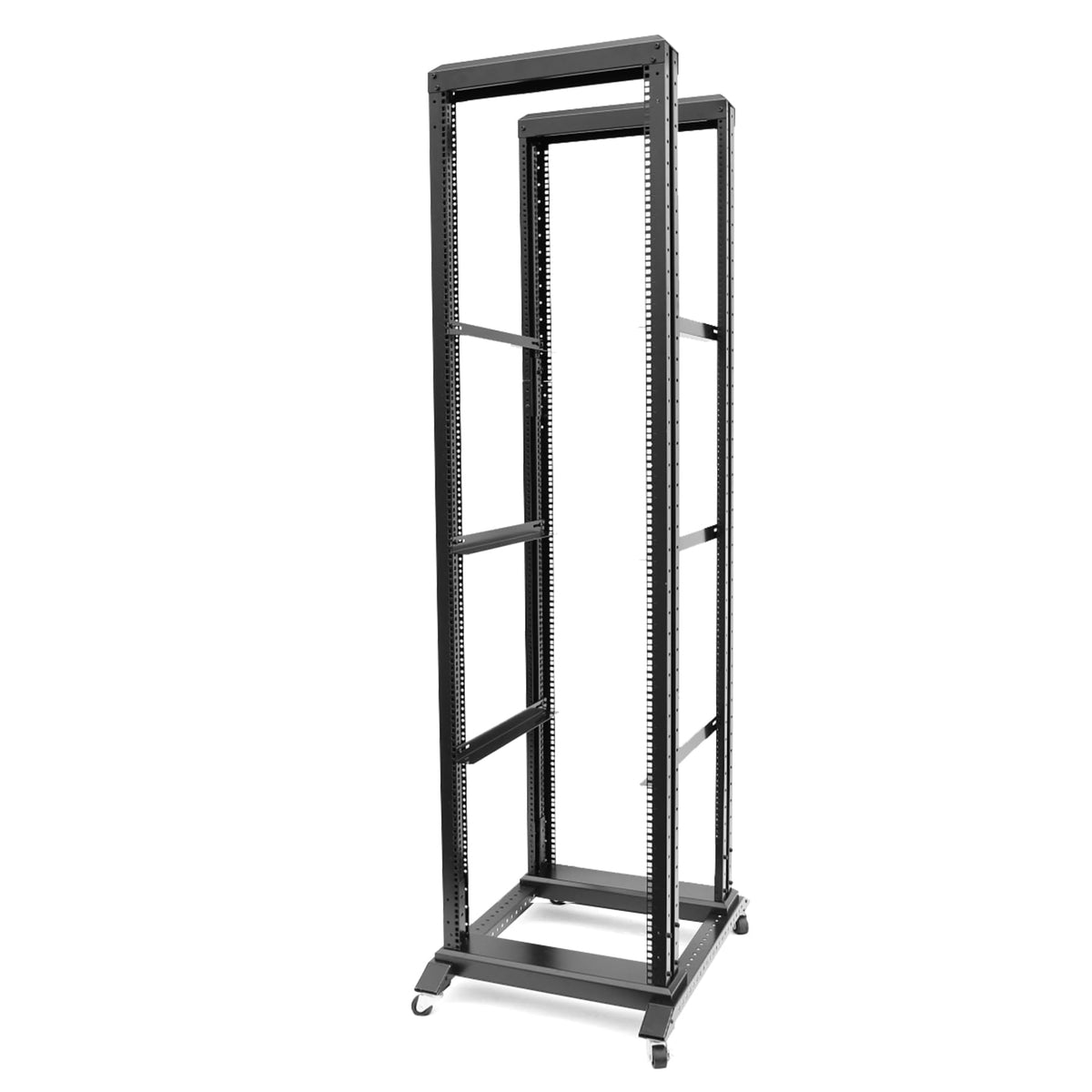 GlobalRack 27U Open Frame Rack on Wheels,Depth 15.75" Mobile IT Cabinet