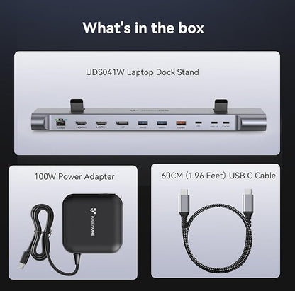 TobenONE USB-C Docking Station 3 Monitors & Dual Monitor,Laptop Dock Stand with 100W GaN III Charger, 2.5Gbps Ethernet,2 HDMI & DP (Single 4K@120Hz), 6 USB Ports for Dell/Hp/Lenovo