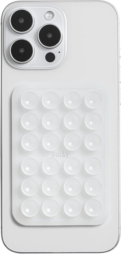 SUCKY Silicone Suction Phone Case Adhesive Octo Cup Buddy Mount - Anti-Slip Holder, Hands-Free Phone Accessory for iPhone & Android - Sticky Grip for Selfies, Videos - Clear