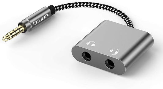 Cubilux 3.5mm Male to Dual Female Headphone Jack Splitter for Sharing Music, 2-Way 1/8” Stereo Audio Y Adapter, Compatible with MacBook iPad PC Computer Phone Laptop Tablet PS4 PS5 Xbox One/360