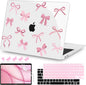 Teryeefi Case for MacBook Air 13 inch M1 A2337 A2179 A1932 2018 2021 2020 2019 2018 Release, Plastic Hard Shell Case & Keyboard Cover & Screen Protector, Cute Pink Bows