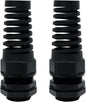 LeMotech 2Pcs NPT 1/2" IP68 Waterproof Cable Gland Flex Spiral Strain Relief Black Nylon Joint with Gaskets for 6-12mm Wire Thread
