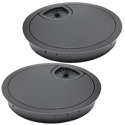 Desk Grommet 2-3/8" (60 mm), 2 Pcs Flat Black Desk Cord Hole Cover