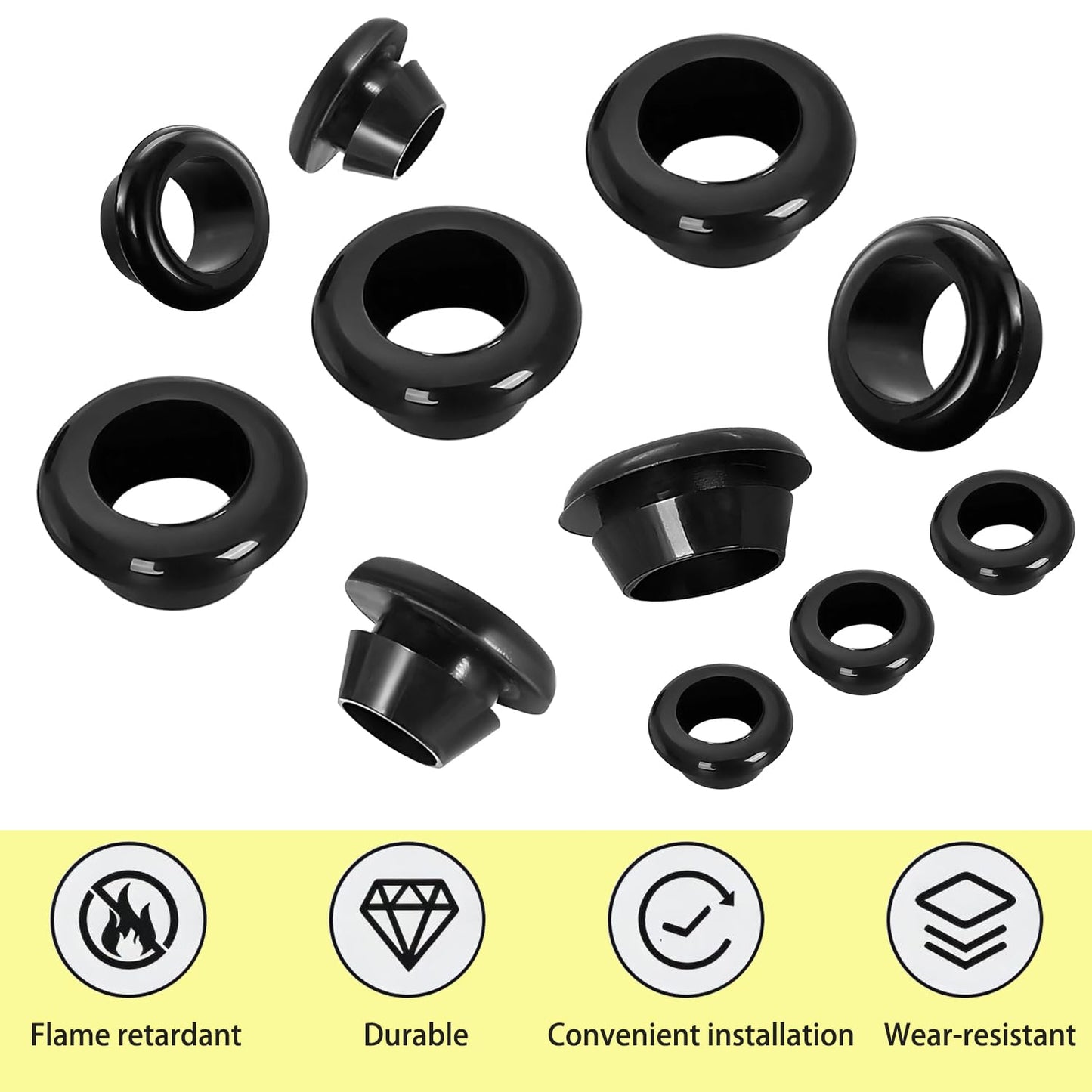 Qrity 20x Rubber Grommets ID 14mm Mount 17mm for Cable