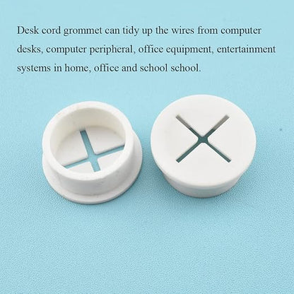HAHIYO 4Pcs 1Inch/25mm White Flexible Rubber Desk Grommet Wire Grommet Cable Management Cord Hole Cover Desk Wire Hole Insert Wire Organizer for Computer Office Home School Equipment Systems