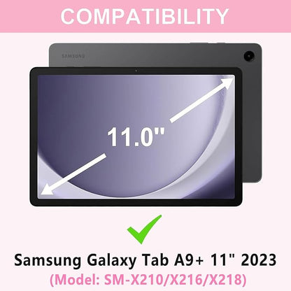Galaxy Tab A9 Plus Case with Keyboard 5G 11 Inch 2023 (SM-X210/X216/X218), 7 Color Backlit Detachable Tablet Keyboard Cover with S Pen Holder for Samsung Galaxy Tab A9+ 11" (Pink)