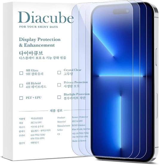 DIACUBE 3-Pack Anti-Blue Light Matte Screen Protector For iPhone 13/iPhone 13 Pro [Support Fingerprint Unlock] Anti-Glare, Anti-Fingerprint [Eye Protection] Bubble-Free Installation with Alignment Jig