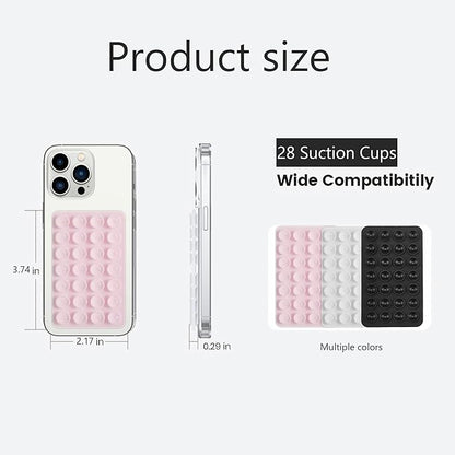Silicone Double-Sided Suction Phone Grip Detachable Mount - Car Dashboard/Shower Phone Holder, Hands-Free For Selfies & Videos, TikTok/ASMR - iphone & Android Compatible (3.74"x2.2", White+Baby Blue)