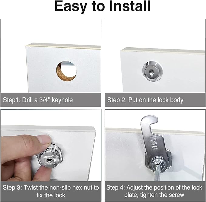 Sartatue Cabinet Cam Locks Keyed Alike, 5/8'' Fits on 3/8'' Max Door Thickness, Secure File Drawer Mailbox RV Storage Replacement Set, Zinc Alloy (5/8 Inch 6Pcs)