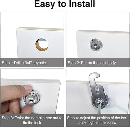 Sartatue Cabinet Cam Locks Keyed Alike, 5/8'' Fits on 3/8'' Max Door Thickness, Secure File Drawer Mailbox RV Storage Replacement Set, Zinc Alloy (5/8 Inch 6Pcs)