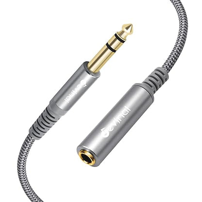Devinal 1/4 inch Headphone Extension Cable, 6.35mm TRS Male to Female Stereo Cord, Quarter Inch Guitar Cable Extender, 20ft (6 Meters)