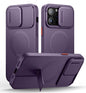 SURITCH for iPhone 14 Plus/15 Plus Case with Magnetic Camera Slide Cover and Adjustable Kickstand, Compatible with MagSafe, Shockproof Bumper Case Slim Protective Cover 6.7 Inch, Dark Purple
