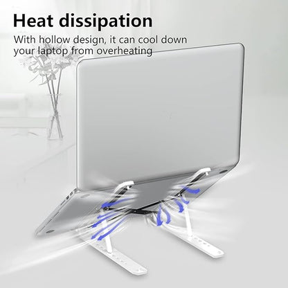 Laptop Stand for Desk, Adjustable Laptop Riser ABS+Silicone Foldable Portable Notebook Holder, Ventilated Cooling Notebook Mount Computer Stand for 10-15.6” Laptops,Tablets-White