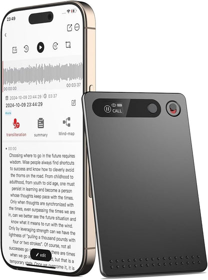 AI Voice Recorder, Voice Recorder AI Technology for Transcription & Summarization with Magnetic Housing, App Control,112 Languages, 64GB Memory, Audio Recorder for Lectures, Meetings
