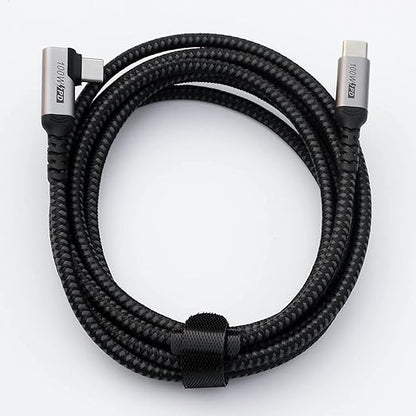 USB C to USB C Cable 100W,[2-Pack 6.6ft Right Angle] USB 3.1 Fast Charging Cord 90 Degree 20V/5A Type C PD Cable Compatible for iPhone 15/15 Plus/15 Pro/15 Pro Max/MacBook Pro 2022