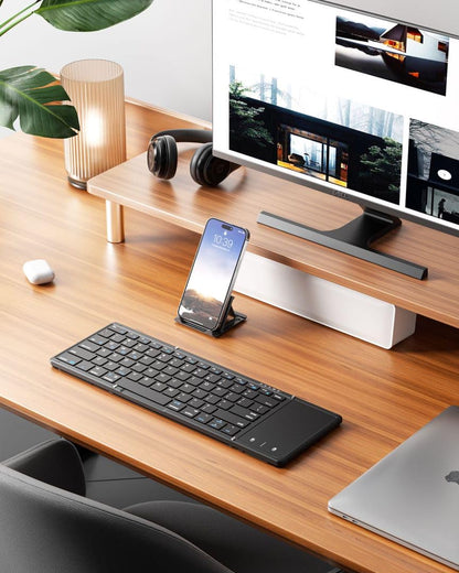 Samsers Full-Size Foldable Bluetooth Keyboard with Large Touchpad, Black