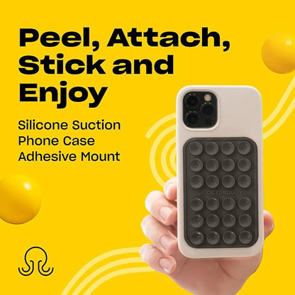 Classic MAX - Silicone Suction Phone Case Adhesive Mount - Hands-Free, Strong Grip Holder for Selfies and Videos - iPhone and Android Compatible - 2.6″ x 3.9″, Black Oyster