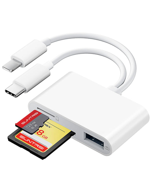 SD Card Reader USB C for iPhone 15/Android Phone/iPad/Mac/Laptop, Three Card Slot Micro SD Card Reader Supports SD Micro SD CF Card, Digital Camera Viewer Memory Card Reader Parallel Port Cards