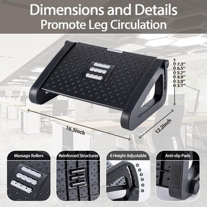 CasaZenith Foot Rest, Six Heights Adjustable Foot Rest Under Desk at Work