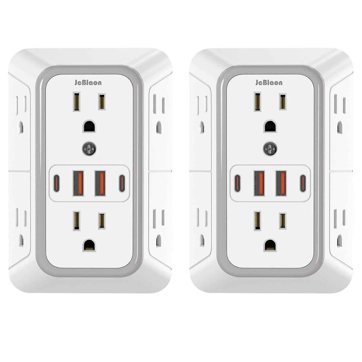 Wall Outlet Extender with Night Light, Power Plug Adapter Multi Plug Outlet Surge Protector with 4 USB Charging Ports (2 USB C), Adapter Spaced Outlets for Home Travel Office-ETL