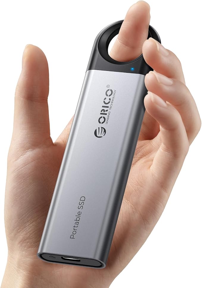 ORICO 256GB External SSD Up to 1050MB/s, Hanging Hole Design Portable Solid State Drive, USB C&A 2 in 1 Cable, Reliable Storage for Type-C Smartphone, Tablets, Laptops - C10